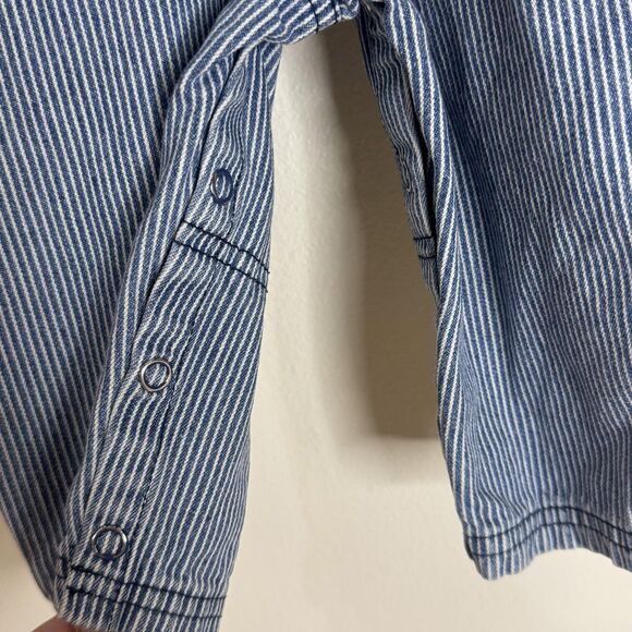 Thomas & Friends Overalls Infant Boys 12M Blue Hickory Stripe Denim Bib Snap Leg - Picture 7 of 9
